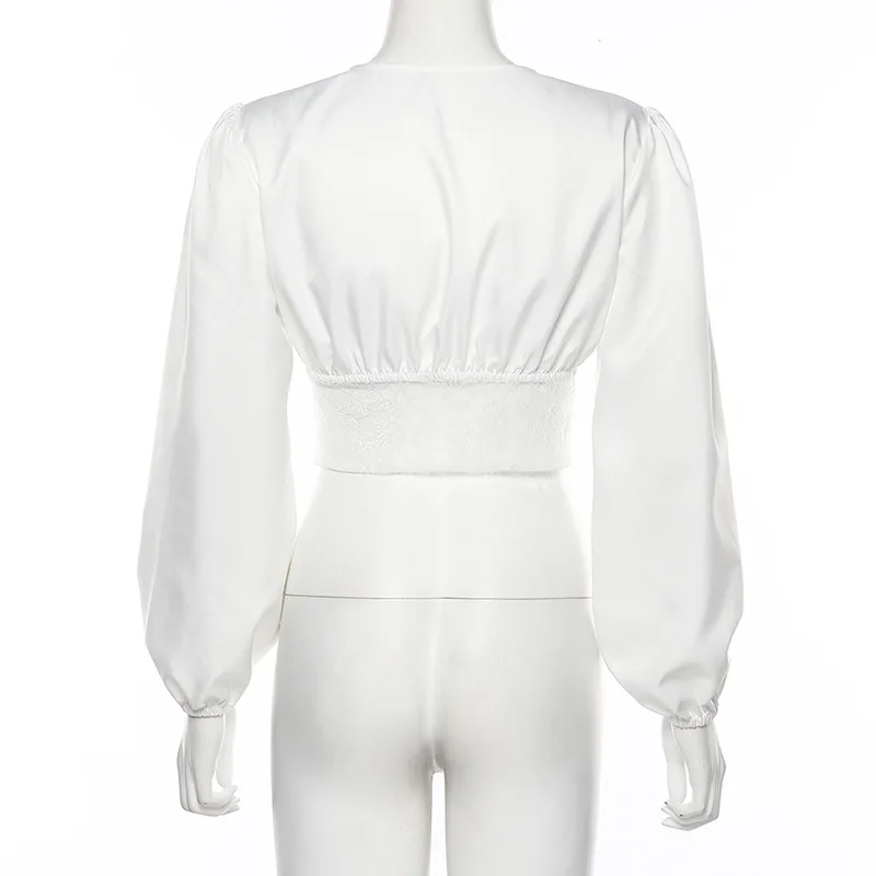 Элегантная шикарная Сексуальная кружевная укороченная блузка рубашка женское с