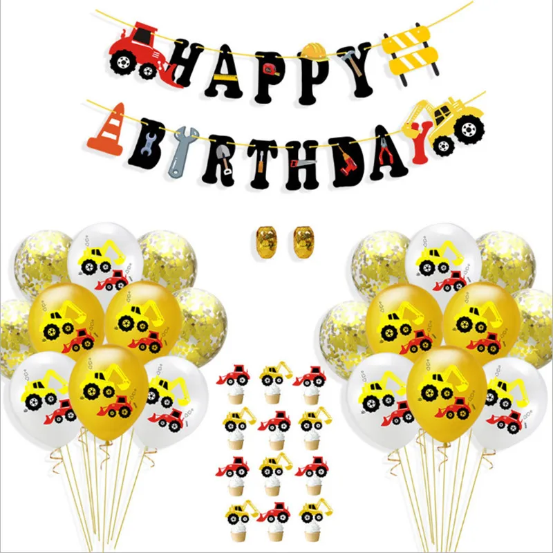 Инженерный автомобиль экскаватор висящий флаг алюминиевая пленка резиновые