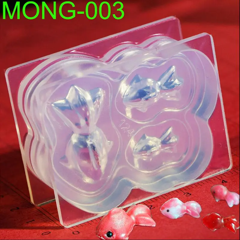 Милый мини размер 3D ПЭТ свинья Золотая рыбка силиконовая форма формы для