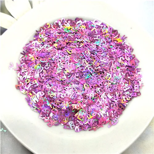 Laser LT purple 10g Ультра-тонкая PET блестки 5 мм Письмо Лазерный блеск 3D блестка для ногтей пайетки Eo-Friendly свободные блестки для украшения для ногтей 10 г - Цвет: Laser LT purple 10g