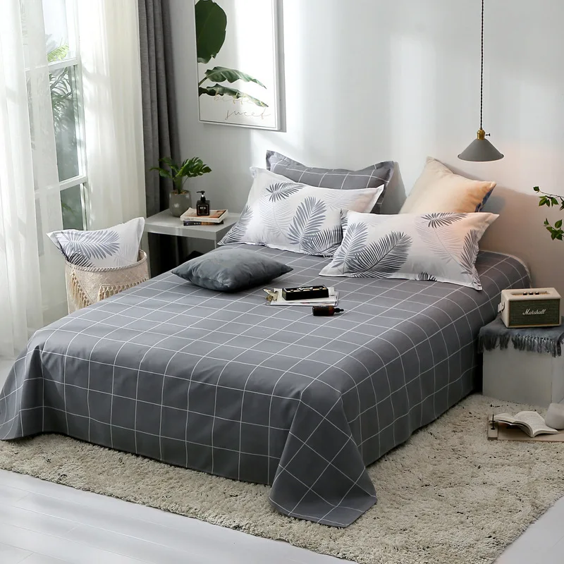 Комплект постельного белья Sisher простыня с белыми листьями наволочка