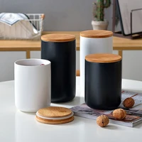 household ceramic airtight jar nordic style coffee cube sugar tea seasoning miscellaneous grains creative storage jar with lid