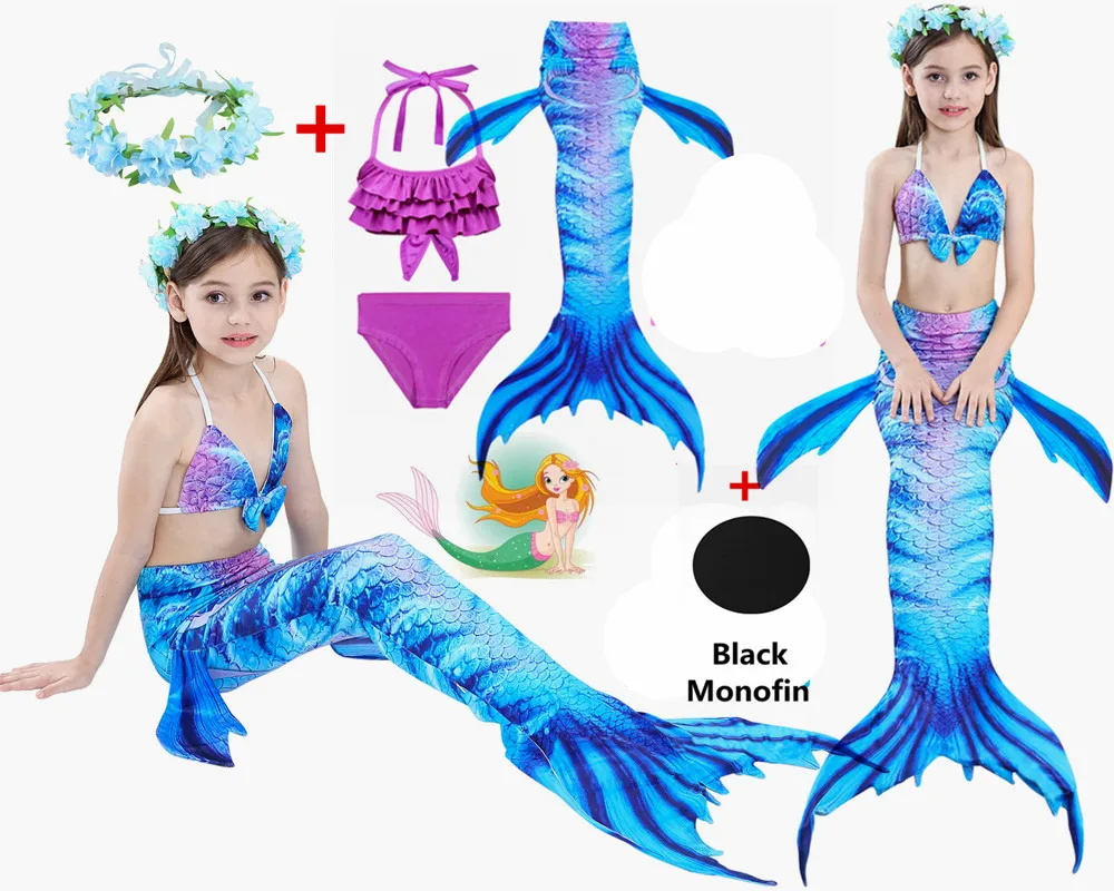 Детский купальный костюм с хвостом русалки для девочек летняя пляжная одежда