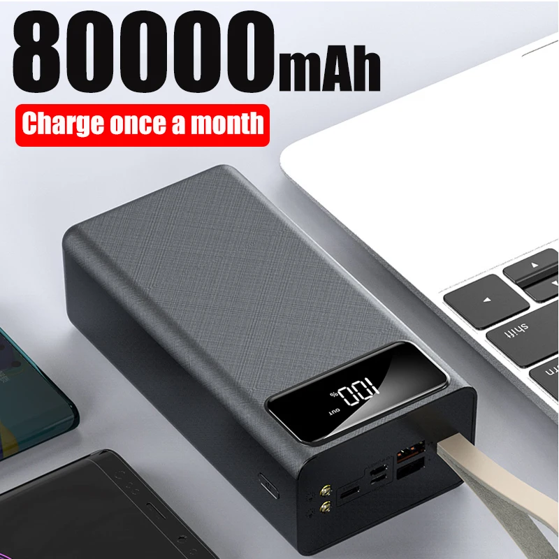 Внешний аккумулятор на 80000 мА · ч со светодиодной подсветкой и 2 USB-портами |