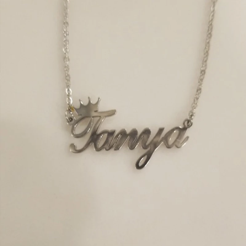 Ожерелье с именем короны на заказ персонализированная цепочка из нержавеющей