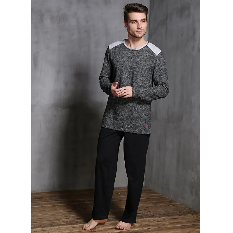 plus size long sleeve pants pajamas set men autumn winter homewear cotton pijama hombre sleepwear male pyjamas