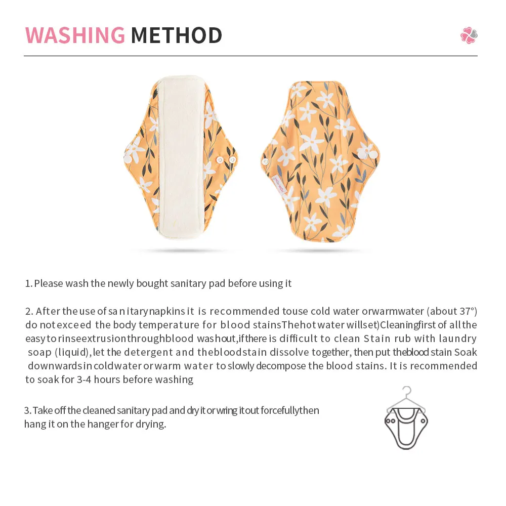 Mora Mona 5pcs Women Reusable Cloth Pads Sanitary Napkins Waterproof Bamboo Women Menstrual Washable Pads  Absorbent Pads