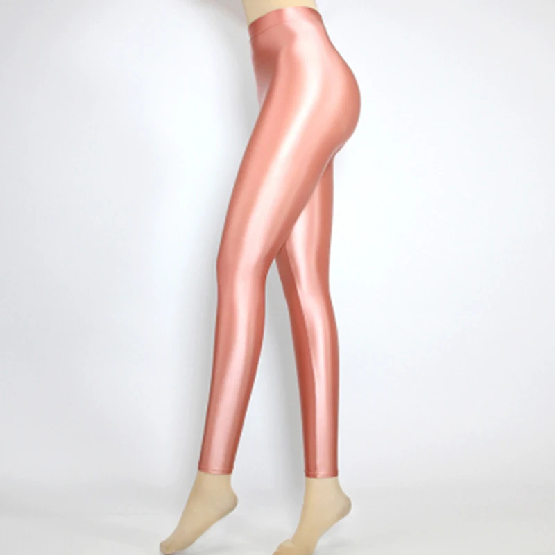 

HYRAX Sexy Leggings Satin Glossy Trousers Glitter Stockings Shiny High Waist Tights Women Japanese Ankle-Length Pants