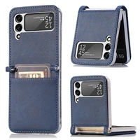 luxury leather phone case for samsung galaxy z flip 3 5g wallet card slot cover for galaxy z flip 3 tpu shockproof frame case