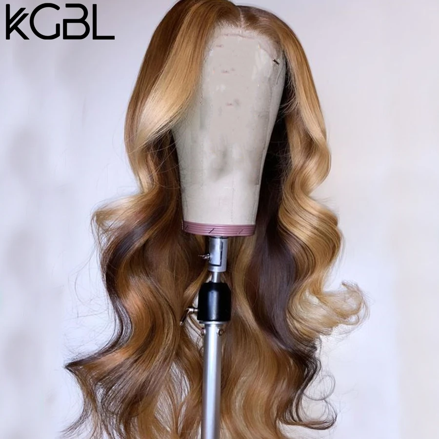 KGBL 13*6 основной волнистый парик из человеческих волос с волнистым кружевом