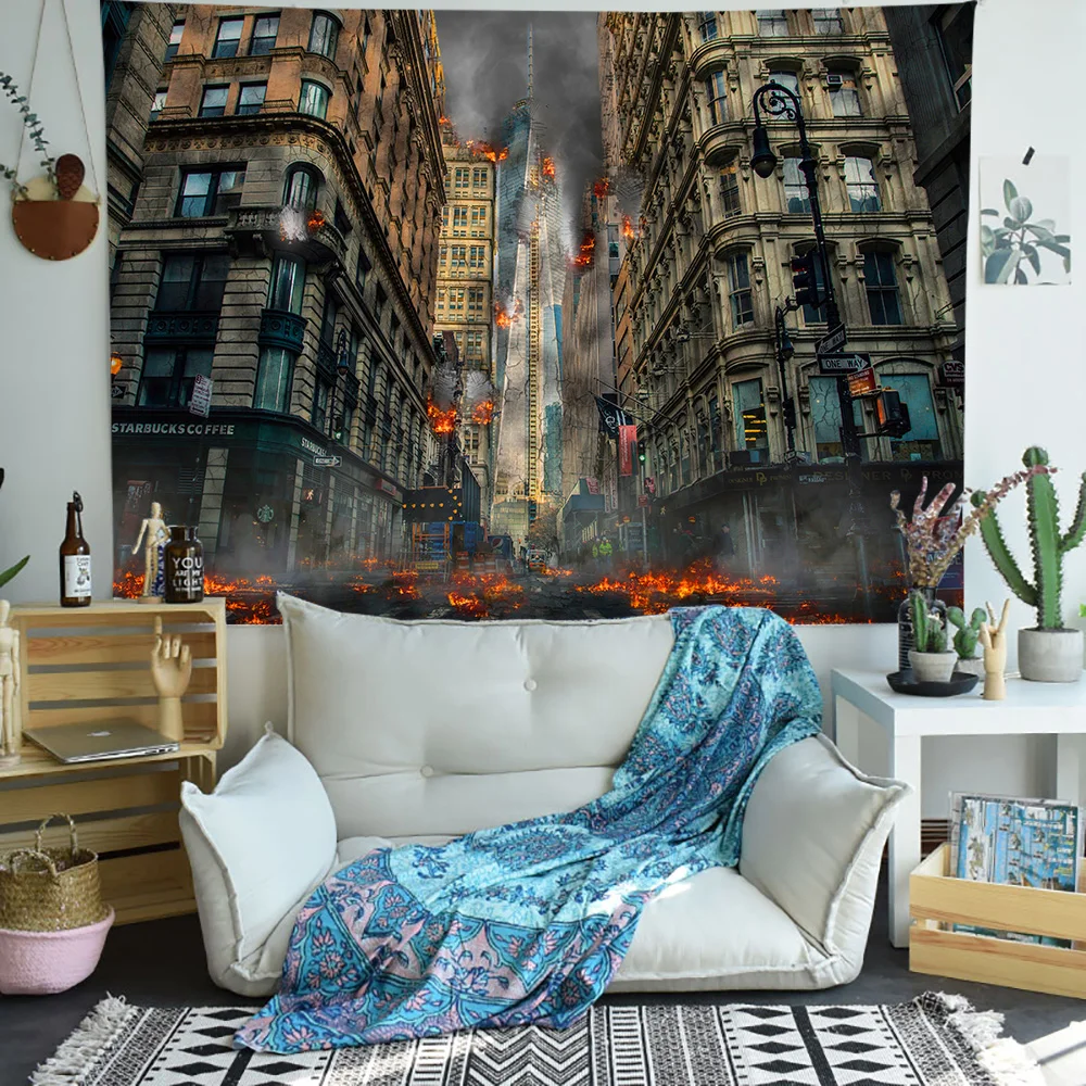 Simsant японский уличный гобелен плюшевый мишка разрушенный городской арт