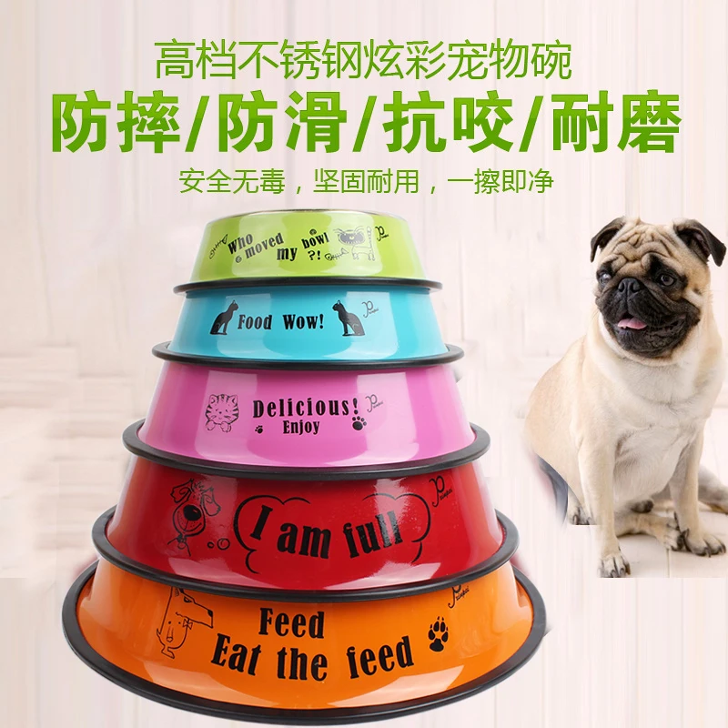 

Pet Supplies Dog Bowl Dog Food Bowl Stainless Steel Non-slip Pet Bowl Rice Bowl Dog Plate Single and Double Bowl Teddy