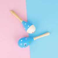 1 pair wooden hand cranked sand hammer sand rattles ball toy kids musical instrument percussion toy