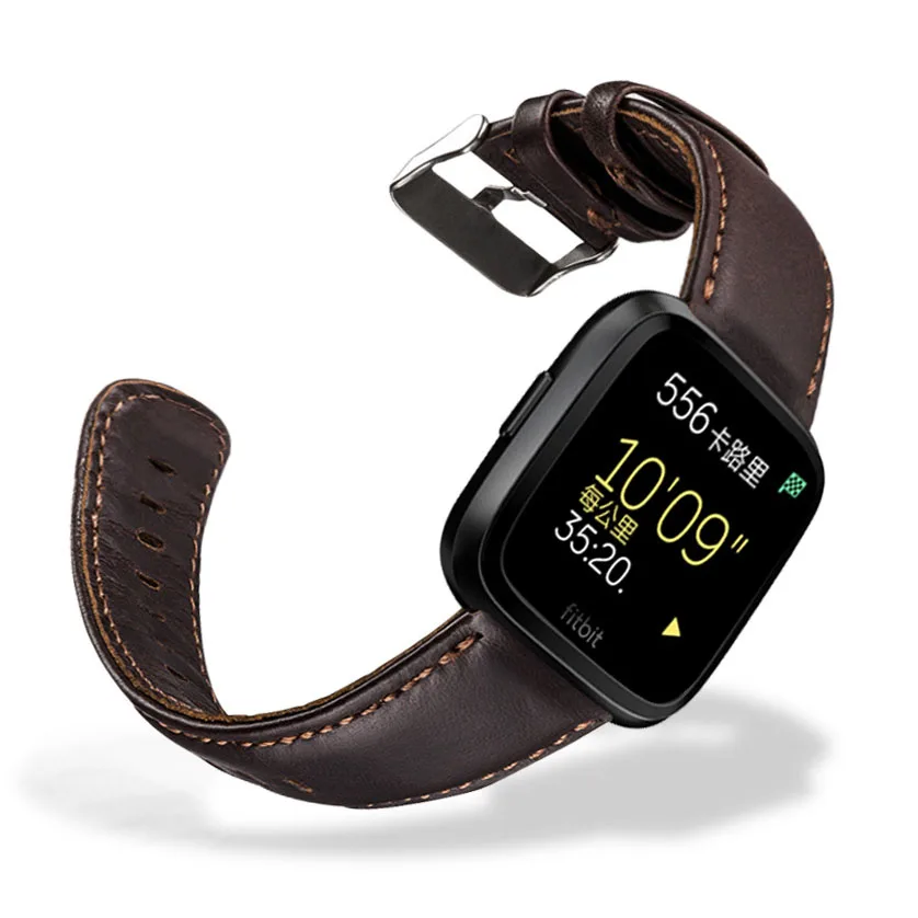 Прочный кожаный браслет ремешок для Fitbit Versa фитнес Браслет женские мужские Смарт
