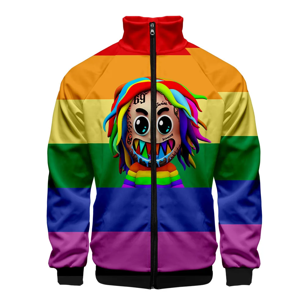 

2020 Rapper Tekashi 69 6ix9ine Gooba 3D Print Men's Jacket Slim Stand Collar Zipper Jacket Male Tracksuits Streetwear Hoodie