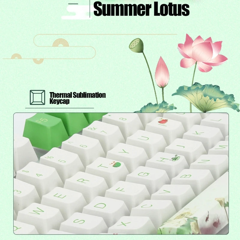 

108 keys PBT Keycaps Lettering Keys OEM Injection Key Cap Summer Lotus Mechanical Keyboard Key Cap Switches