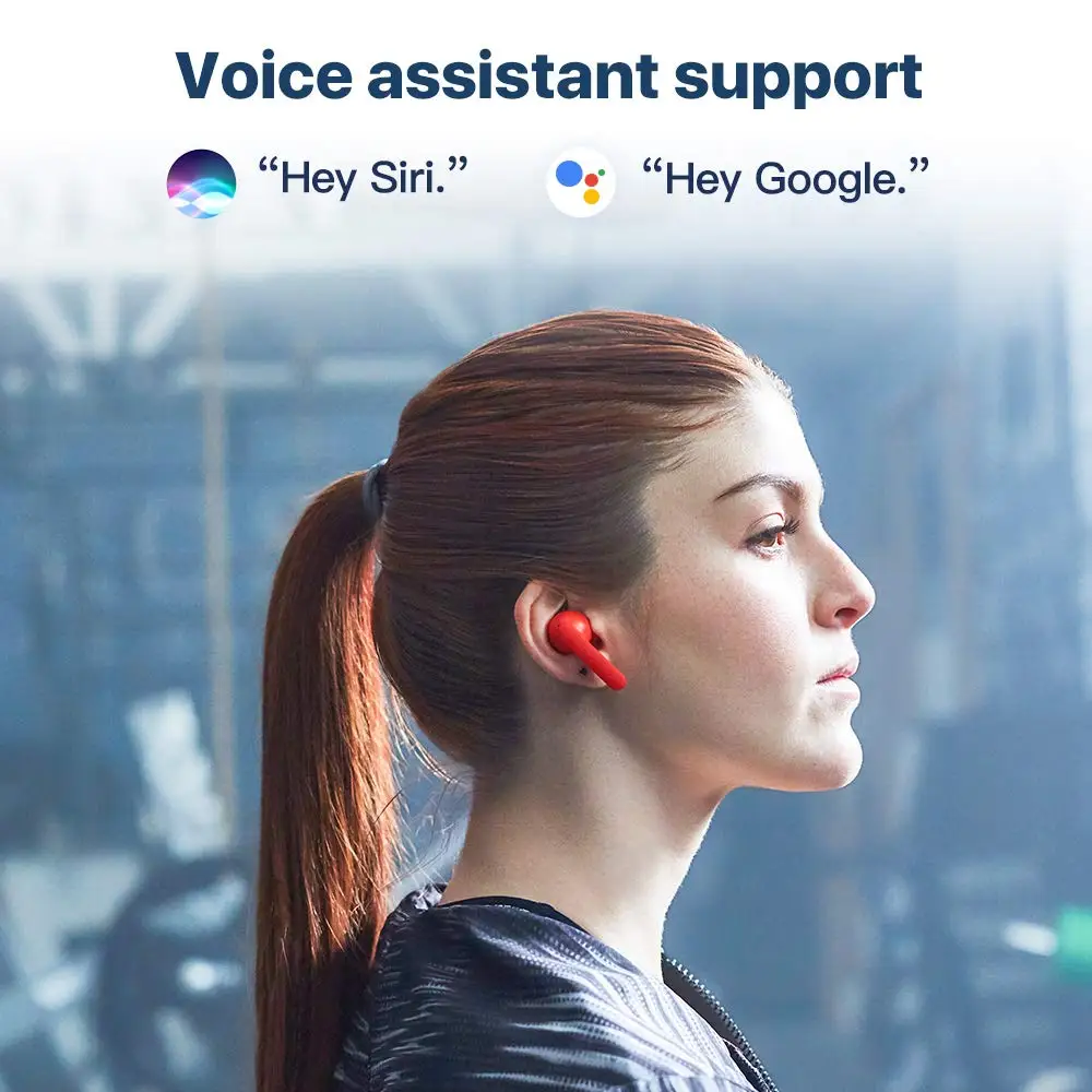 Бесплатные красные беспроводные наушники-вкладыши TicPods, Bluetooth наушники, 18hr аккумулятор, быстрая зарядка, IPX5, водонепроницаемый, эргономичный дизайн