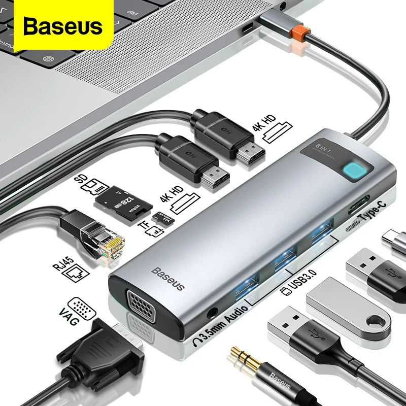 USB-концентратор Baseus 11 в 1 совместимый с HDMI VGA RJ45 | Компьютеры и офис