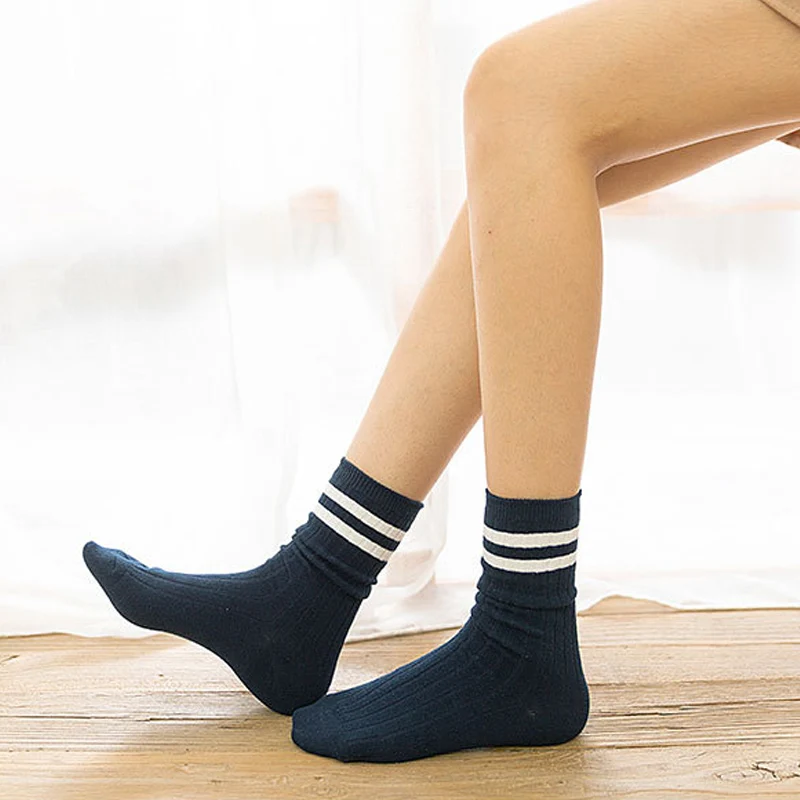 Горячая Распродажа Свободные цветные женские носки в полоску из японского