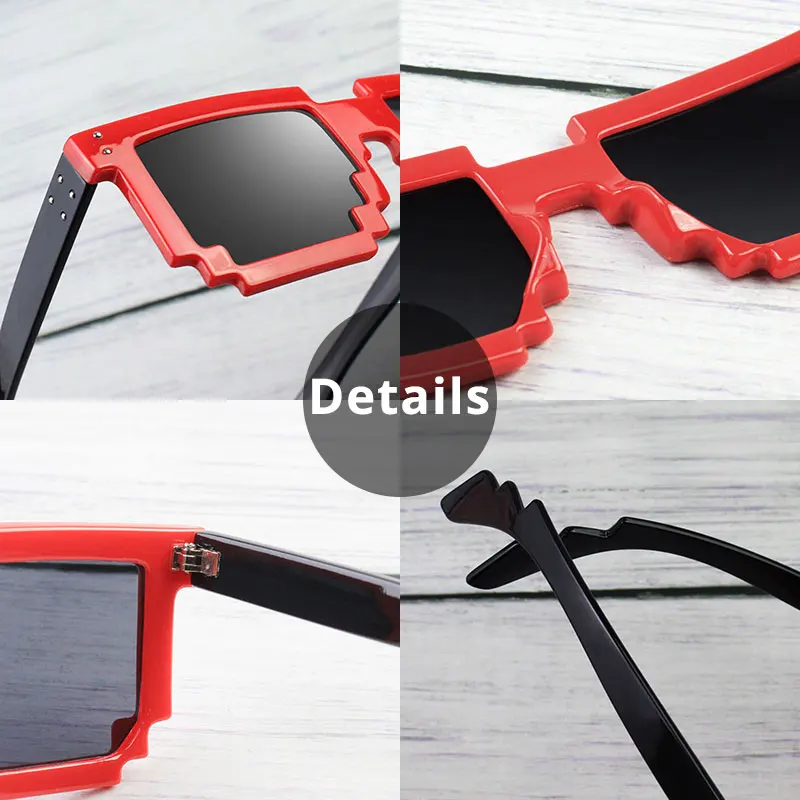 Солнцезащитные очки пиксельные для женщин и мужчин модные глянцевые черные