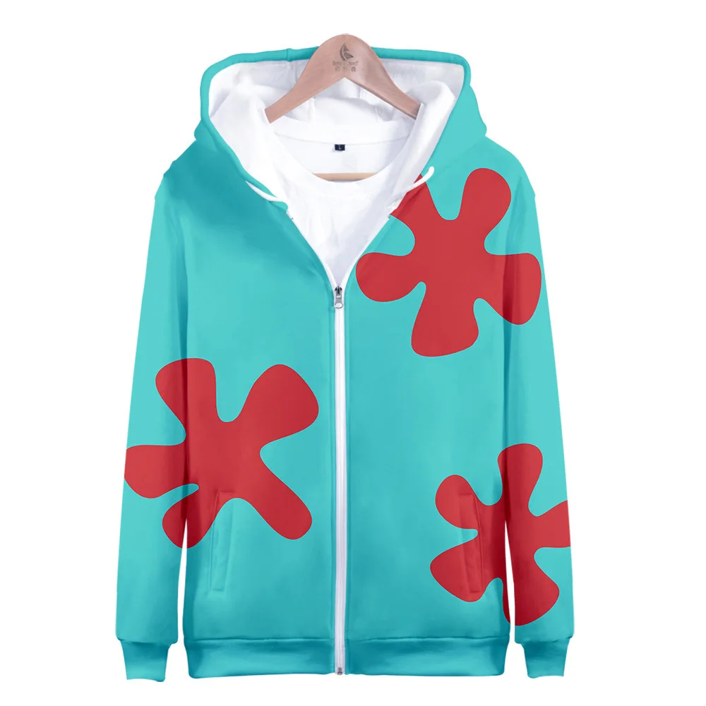 

3D Anime Patrick Star Zipper Hoodie Harajuku Men/Women Oversized Long Sleeve Hoodie Sweatshirt Fashion Kids Sized Jacket Clothes