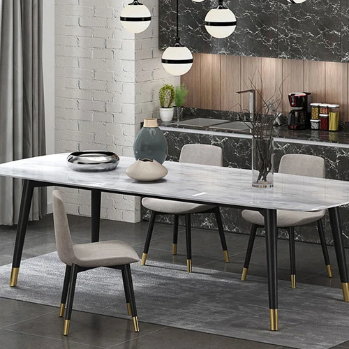 Современный Прямоугольный Обеденный стол из натурального мрамора для мебели