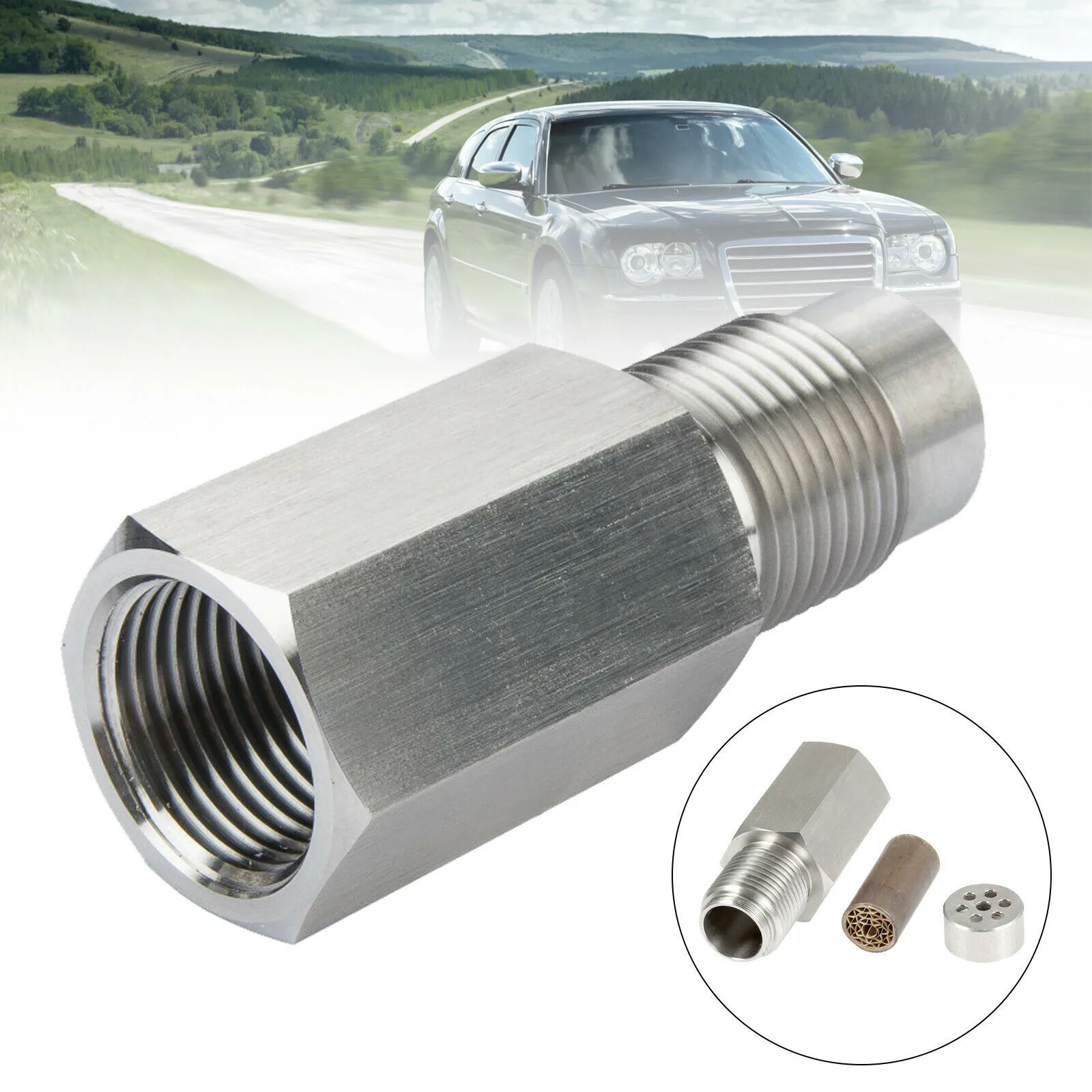 

Top Quality Car O2 CEL Fix Check Engine Light Eliminator Adapter With Catalytic Converter Oxygen O2 Sensor M18X1.5