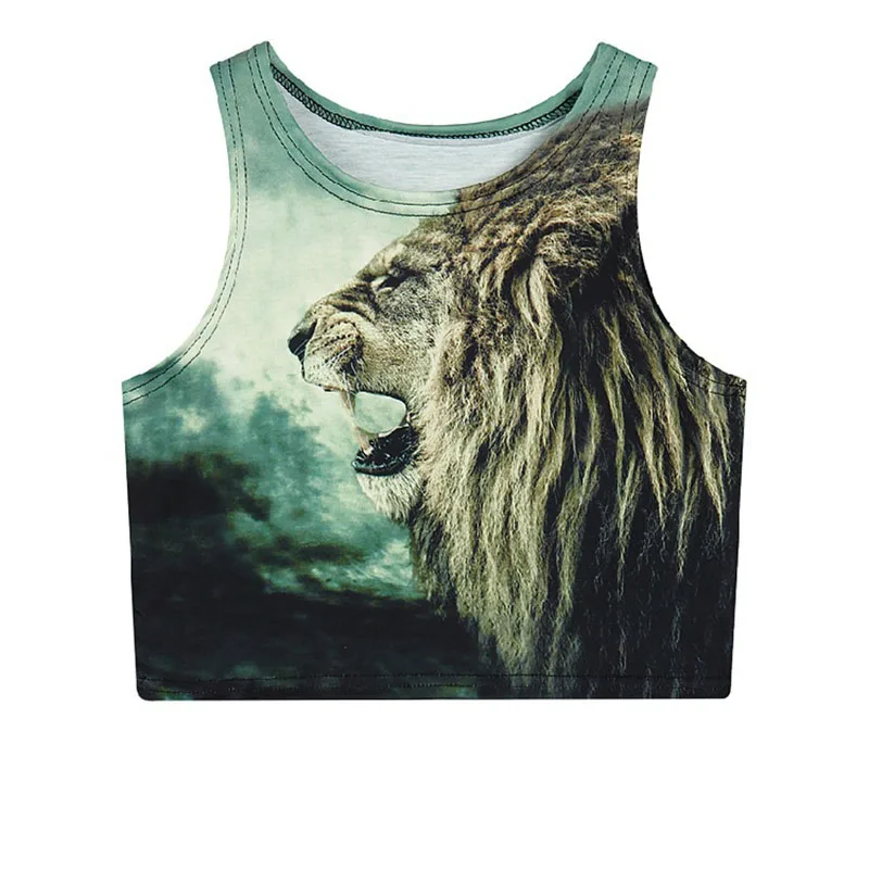 

Womens Retro Bandage Crop Top Shirt Stretch Slim Sexy Tank Top Cartoon Animal Print Sport Casual Short Summer Vest Streetwear