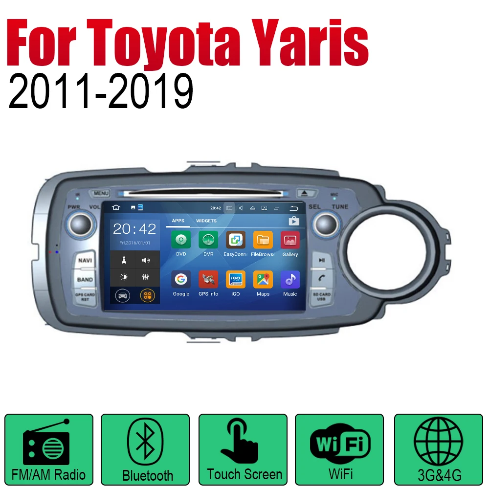 Для Toyota Yaris 2011 2012 2013 2014 2015 2016 2017 2018 2019 Android Авто Радио DVD Автомобильный