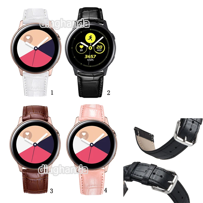 

Ремешок кожаный для наручных часов, качественный браслет для Samsung Galaxy Watch Active/Active 2 40 мм 44 мм/Watch 3 41 мм/42 мм/Sport R600/Gear sport, 20 мм