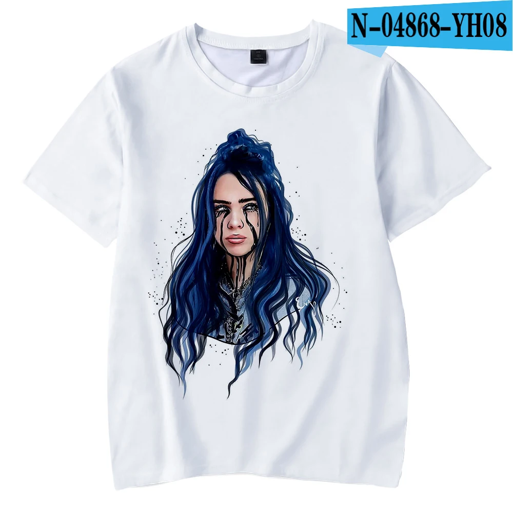 Королевский синий Billie Eilish/ летняя футболка для мальчиков, Детская футболка с 3d принтом для мальчиков и девочек, детская одежда для 4, 5, 6, 7, 8, 9, 10, 12 лет - Цвет: Королевский синий