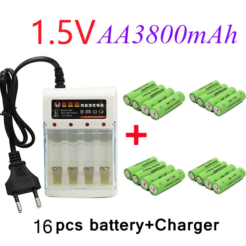 New Tag 3800MAH rechargeable battery AA1.5 V 3800mah chargeable For Clock Toys Flashlight Remote Control Camera battery+charger |