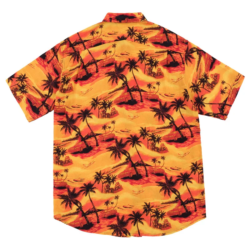 American Tide Brand Beach Style Summer Men's Coconut Tree Print Shirt Hawaiian Short Sleeve Men's Shirt