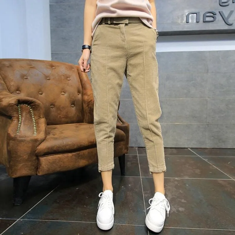 Брюки женские вельветовые до щиколотки Осень-зима | Женская одежда