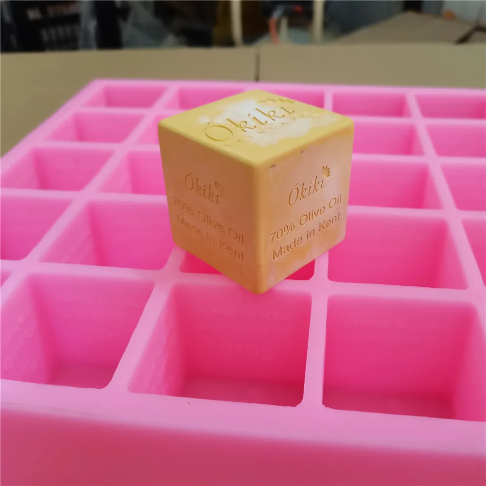 25 Cavities Square Cube Silicone Mold Custom Soap Mold with Logo Customized Soap Bath Bomb Molds Candle Wax Melt Mould