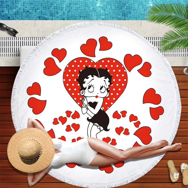 Betty Boop пляжное полотенце для взрослых круглая микрофибра ванной комнаты