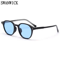 swanwick round frame men sunglasses polarized rivet eyewear accessories blue tr90 sun shade driving korean 2022 uv400 hot sale