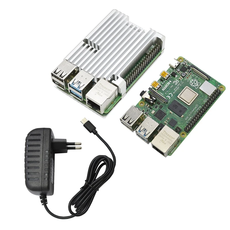 for Raspberry Pi 4B 4G RAM DIY Kit Support 2.4 / 5.0 GHz WIFI Bluetooth with Aluminum CNC Alloy Protective Silver 5V 3A Powe | Компьютеры