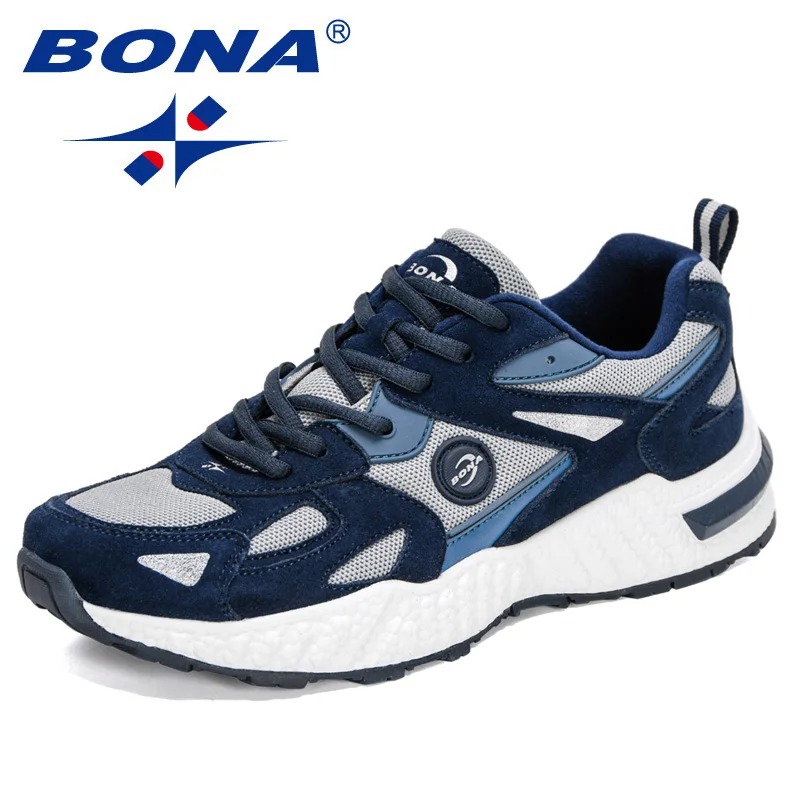 BONA 2021 New Designers Suede Mesh Running Shoes Men Popular Sneakers Walking Shoe Man Jogging Tennis Sport Mansculin Zapatillas