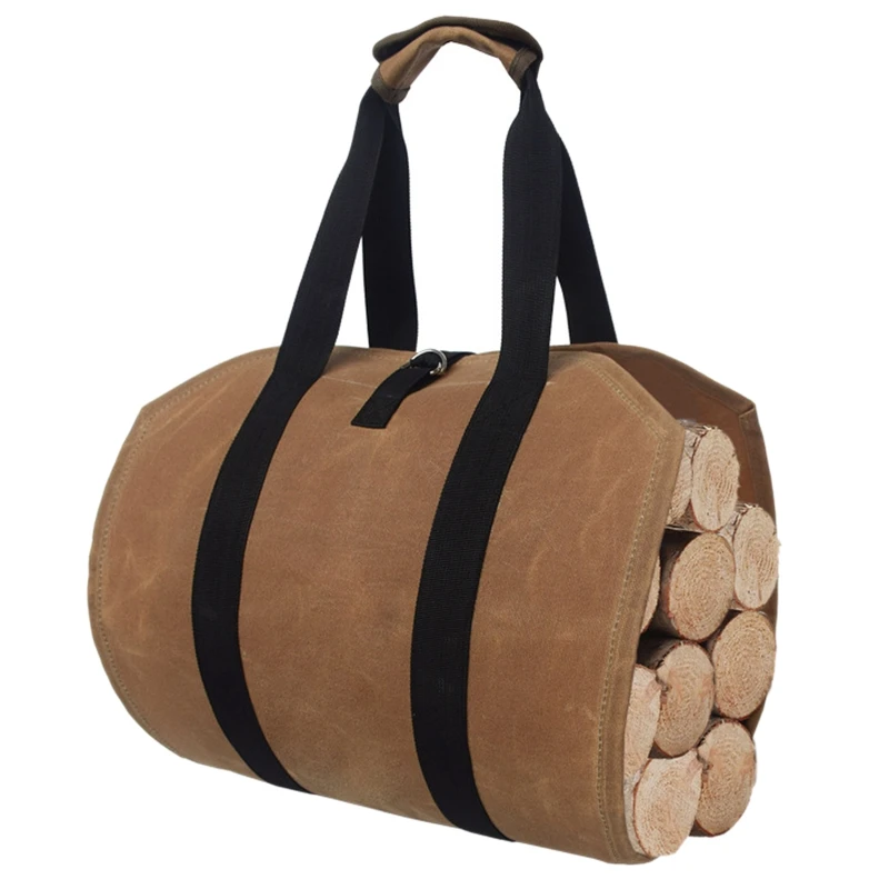 

Waterproof Large Capacity Camping Picnic Outdoor Firewood Bag Durable Canvas Firewood Match Carrier Storage Tote Bag