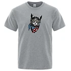 Футболка женская с принтом кошка в слюне, повседневный оверсайз Топ, модная дышащая футболка с круглым вырезом, винтажная рубашка