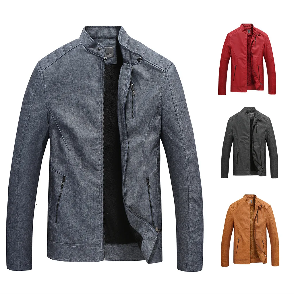 Мужская куртка свободного покроя красная из искусственной кожи для отдыха и