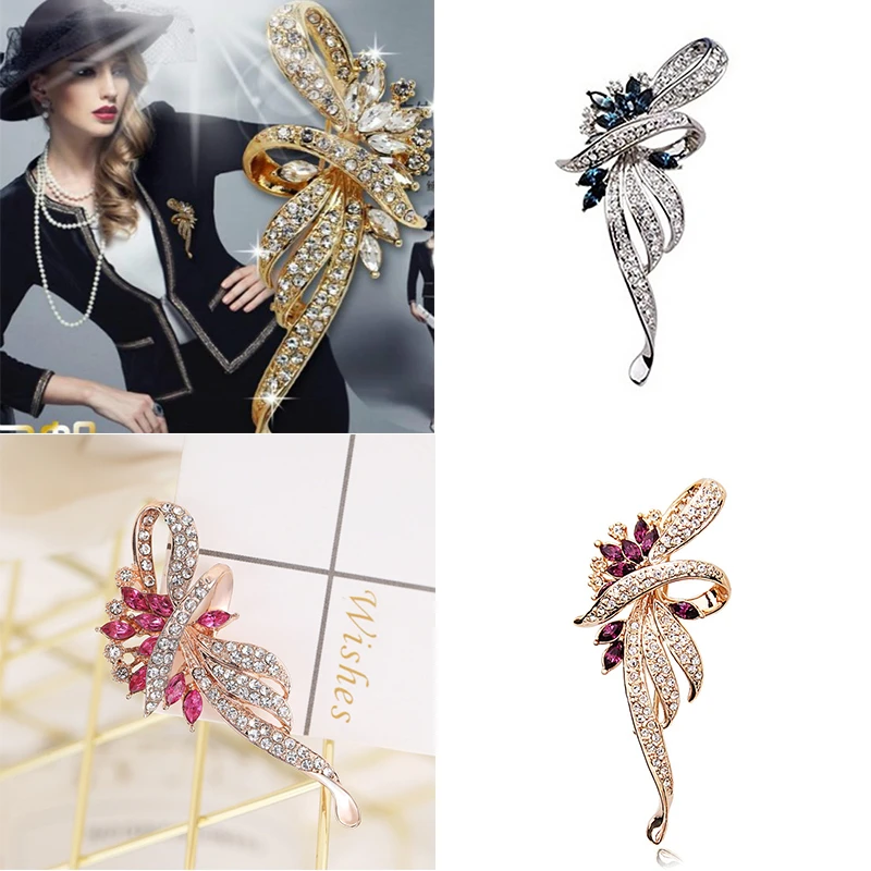 

Fashion Exquisite Flower Brooch Pin Dress Rhinestone Decoration Buckle Pin Jewelry Brooches For Men Women Popular Accessories