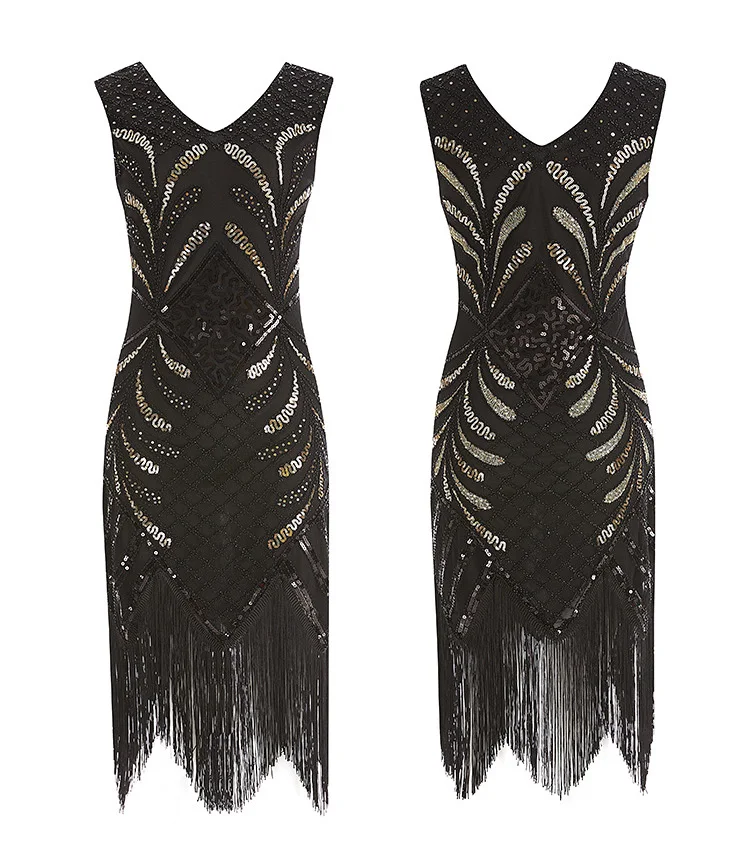 Женское платье с волнистым подолом Gatsby винтажное в стиле ар деко блестками 1920s |