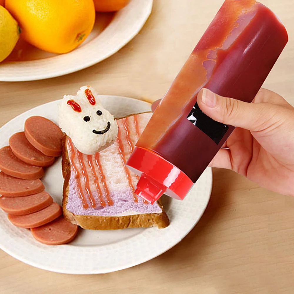 

300ml 4-Hole Plastic Salad Mustard Plastic Squeeze Bottle Condiment Dispenser Ketchup Mustard Salad Sauce Condiment Tools