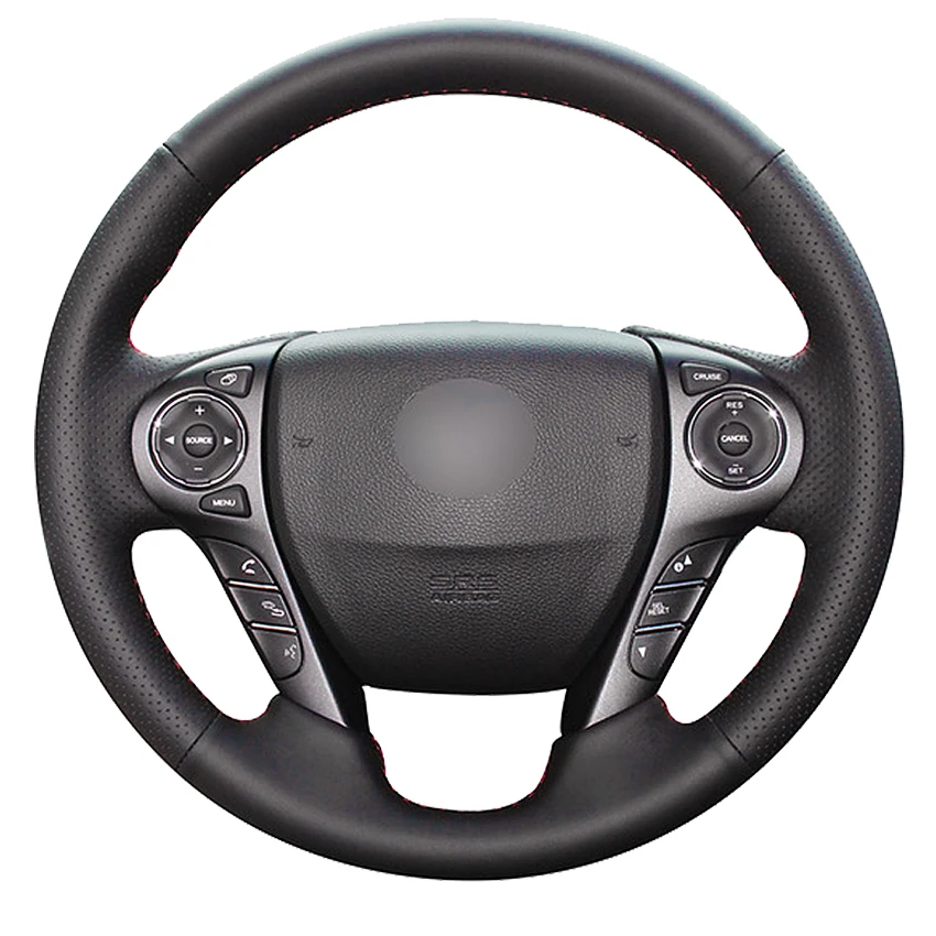 

Black Genuine Leather Hand-Stitched Car Steering Wheel Cover For Honda Accord 9 2013-2017 Crosstour 2013-2015 Odyssey 2013-2015