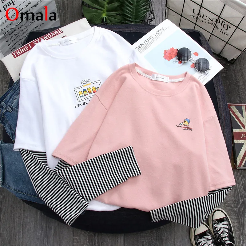 Футболка с длинным рукавом Женская в стиле Харадзюку уличная одежда хип-хоп