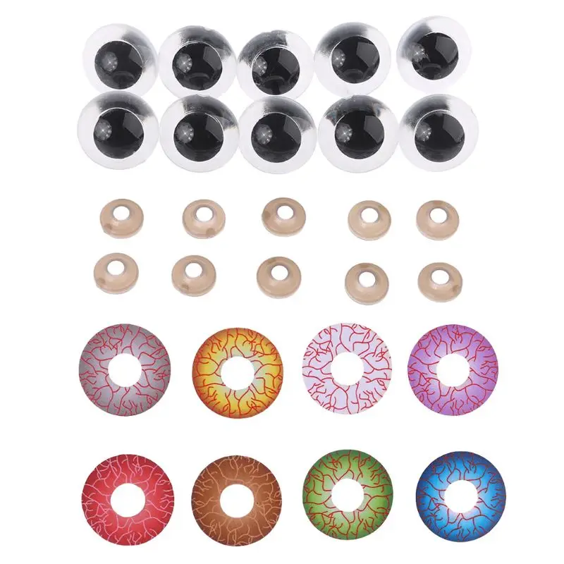 10pcs 12mm/14mm/16mm/18mm/20mm/24mm Plastic DIY Puppet Safety Eyes for Handmade Horror Doll Craft Halloween Toy Drop Ship | Игрушки и