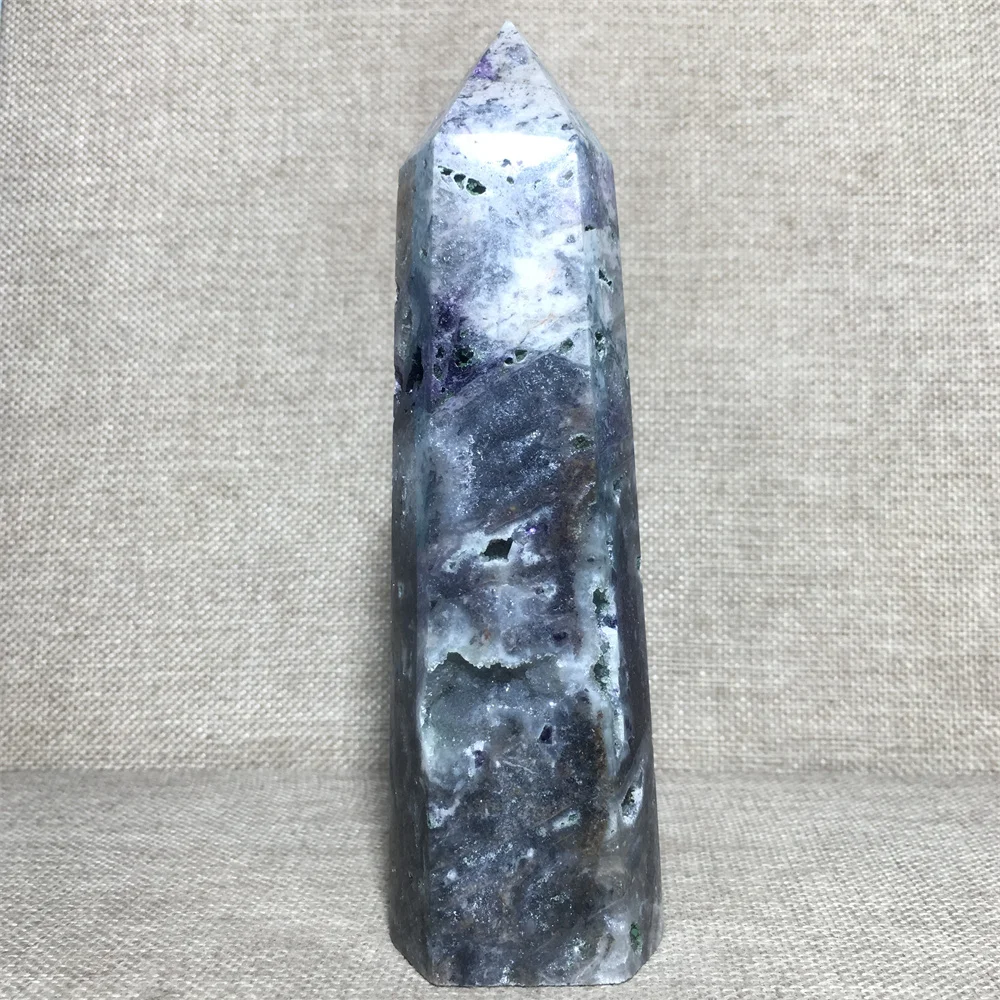 

Natural Agate Geode Crystal Witchcraft Point Tower Home Decoration Ornament Meditation Therapy Druzy Stone Hexagonal Column Wand