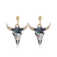 creative animal retro cow head color earrings lovely enamel cat girl earrings 2021 exquisite honey crystal girl earrings